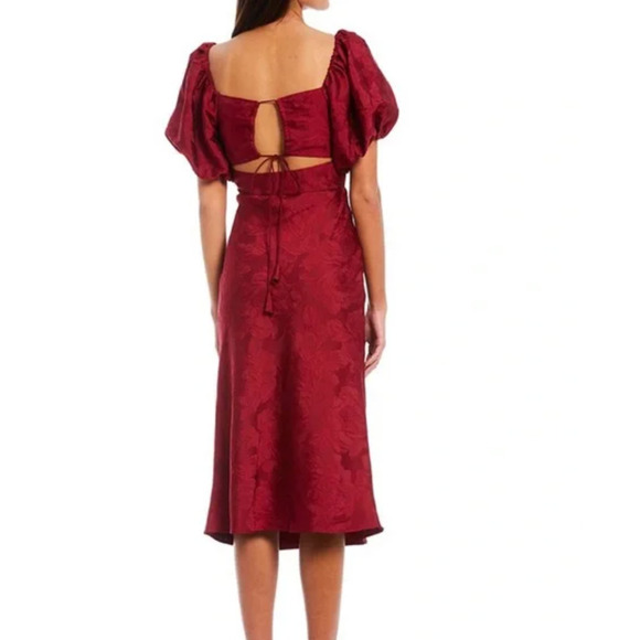 Sachin & Babi Gabby 80s-Inspired Puff Sleeve Cut-Out Tie Back Midi Dress 10 - Picture 5 of 14